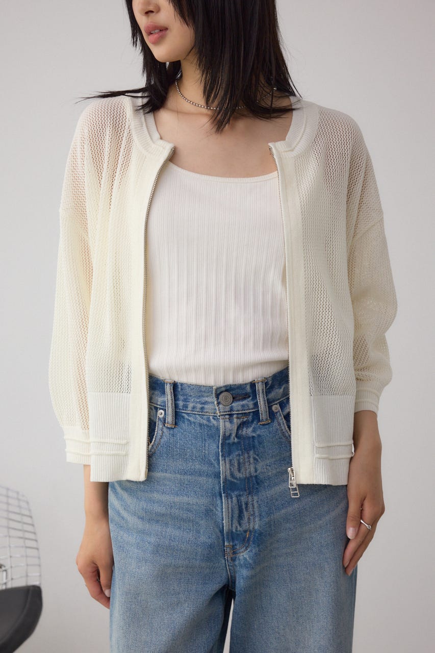 pois ダブルメッシュカーディガン　ホワイト 通常商品 double mesh Cardigan【white】 | pois