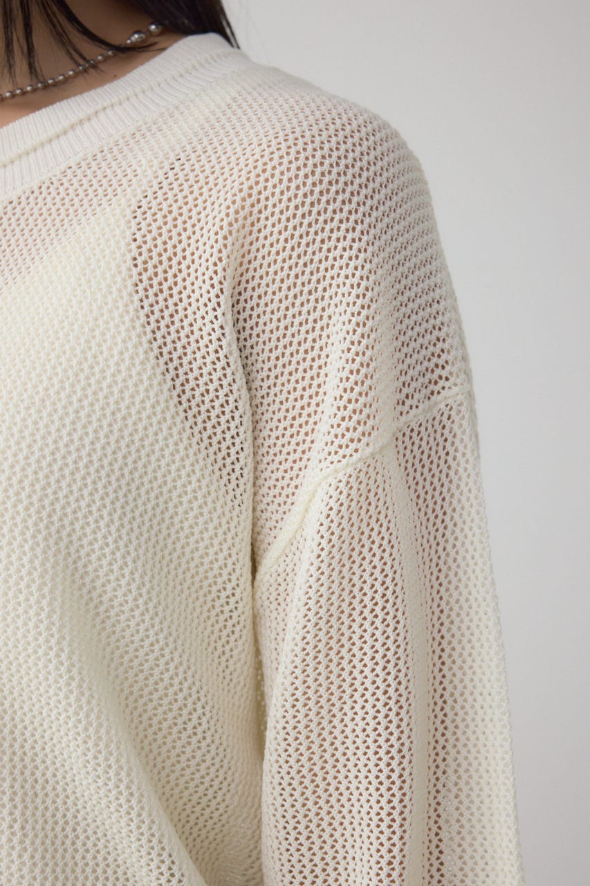 Wジップメッシュニットカーディガン O/WHT FREE