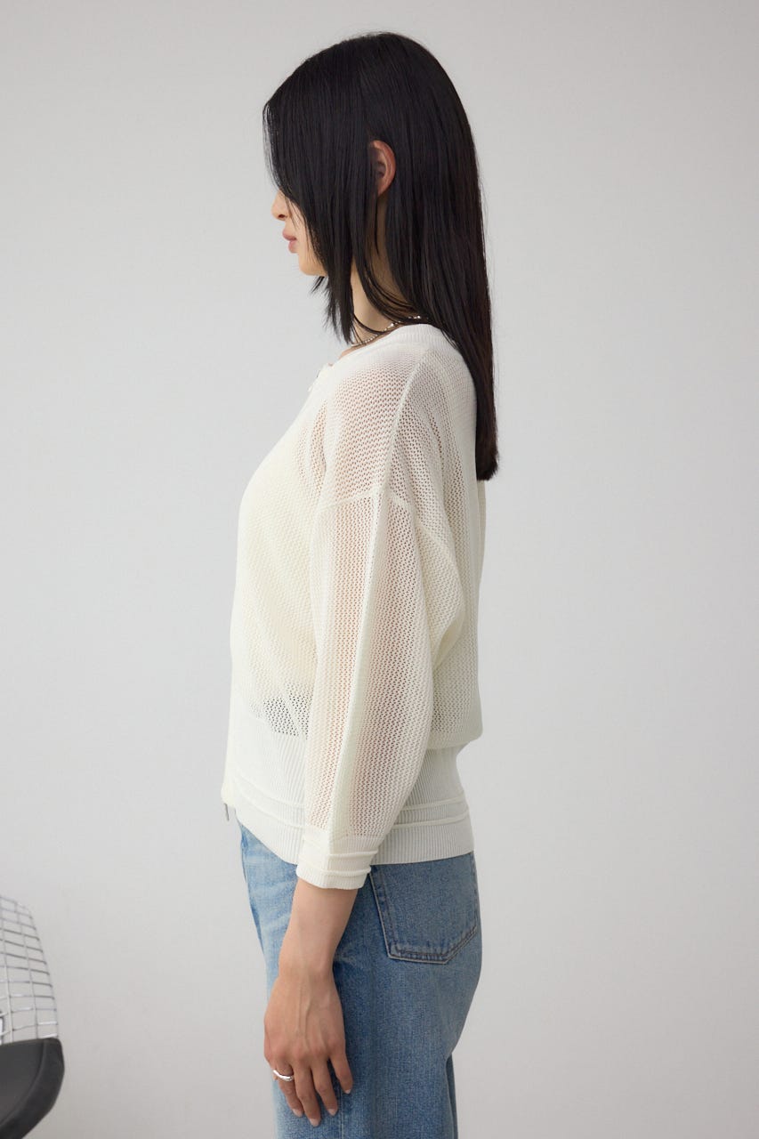 Wジップメッシュニットカーディガン O/WHT FREE