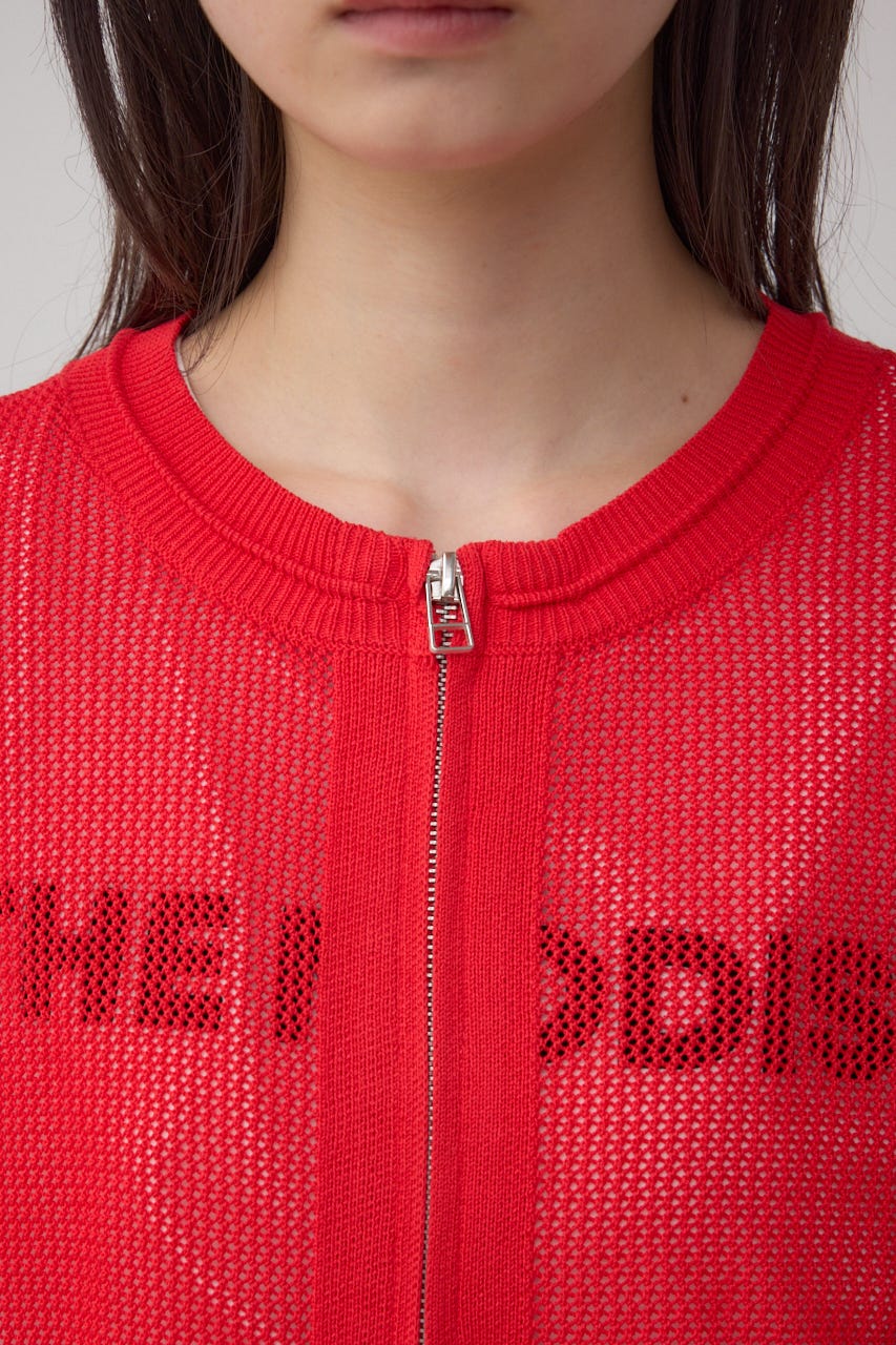 Wジップメッシュニットカーディガン RED FREE