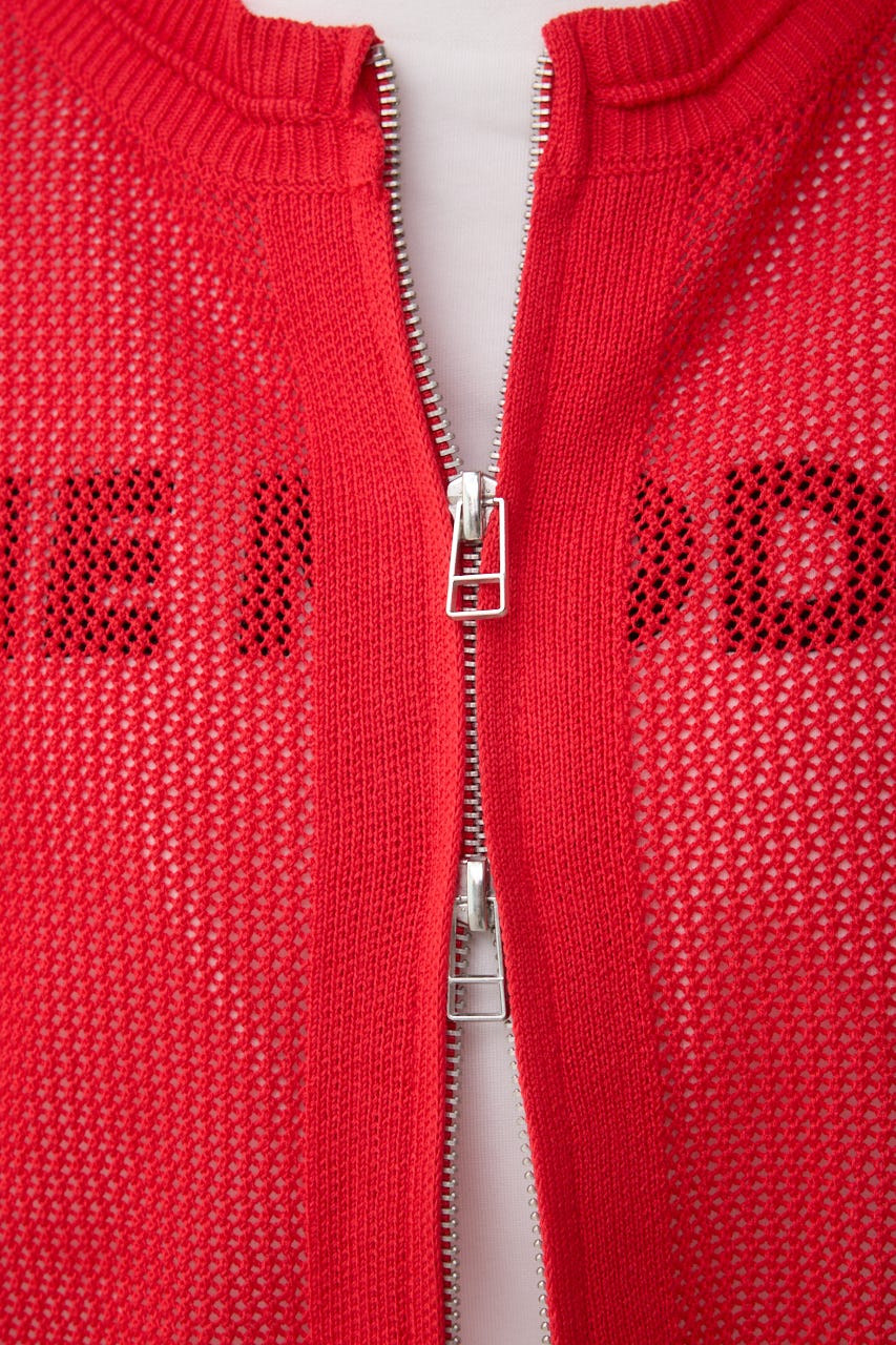 Wジップメッシュニットカーディガン RED FREE