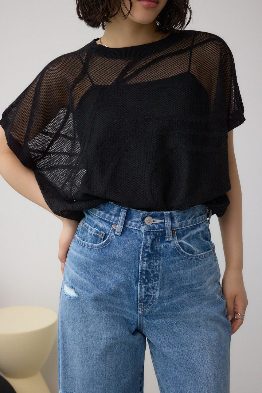 スカシガラドルマンニット BLK FREE