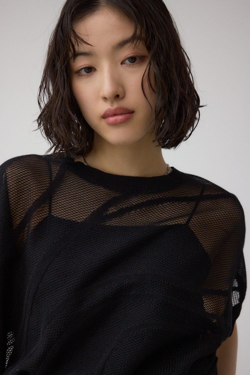 スカシガラドルマンニット BLK FREE