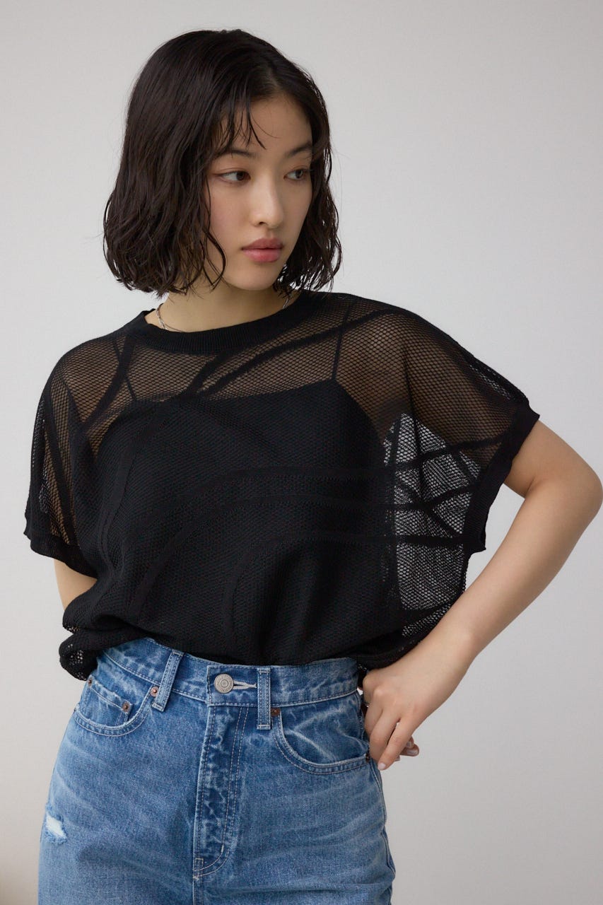 スカシガラドルマンニット BLK FREE