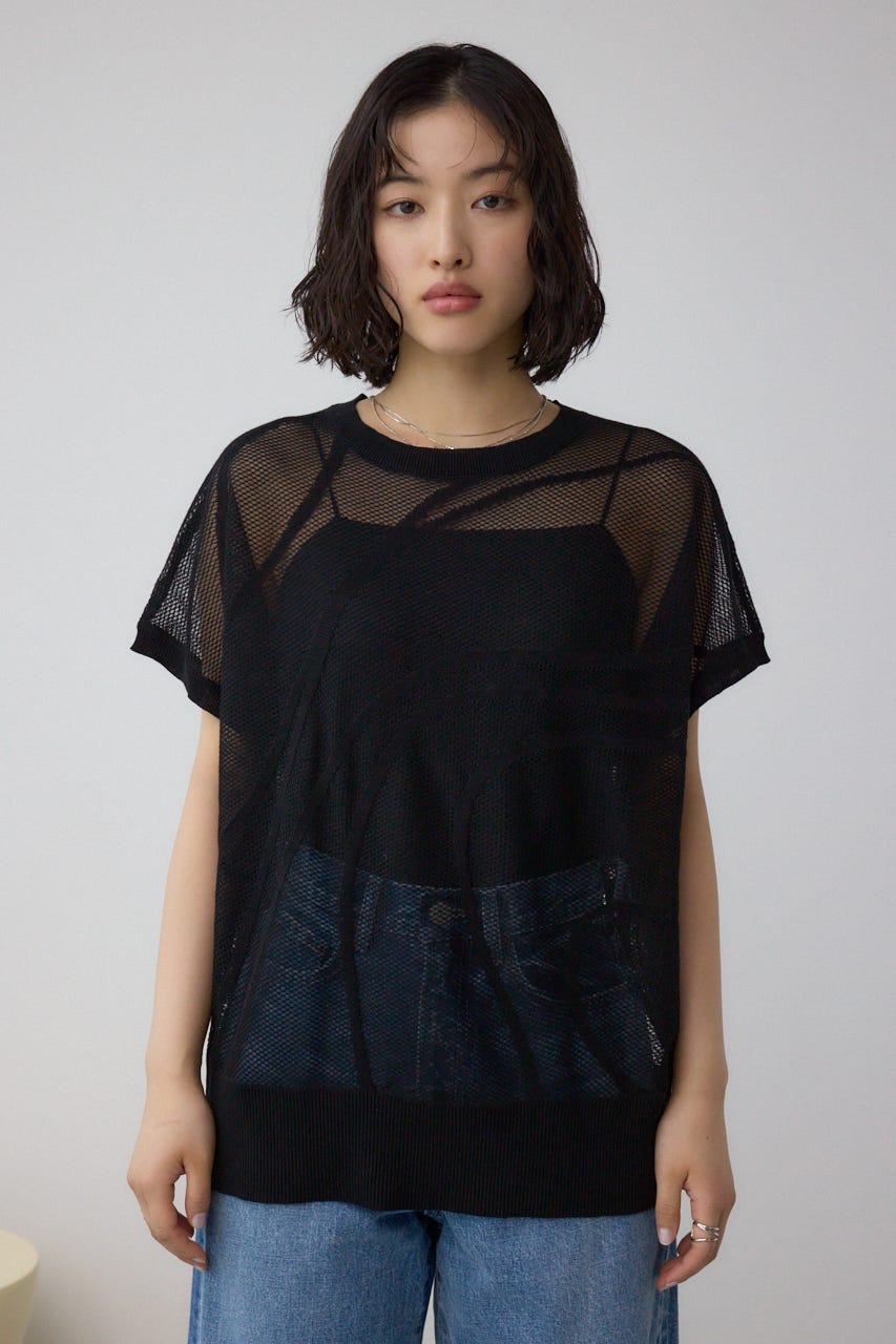 スカシガラドルマンニット BLK FREE