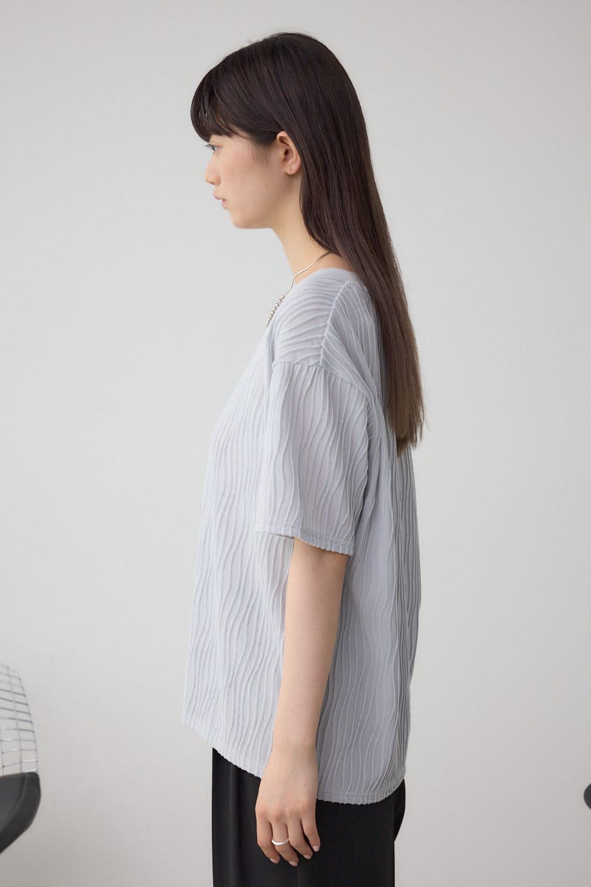 ソリッドテクスチャーカットトップス L/GRY M