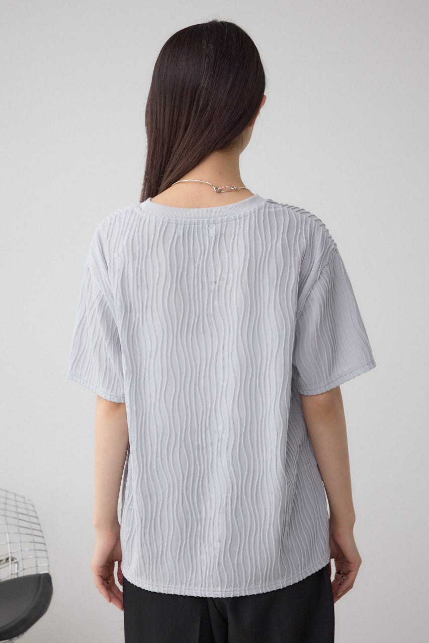 ソリッドテクスチャーカットトップス L/GRY M