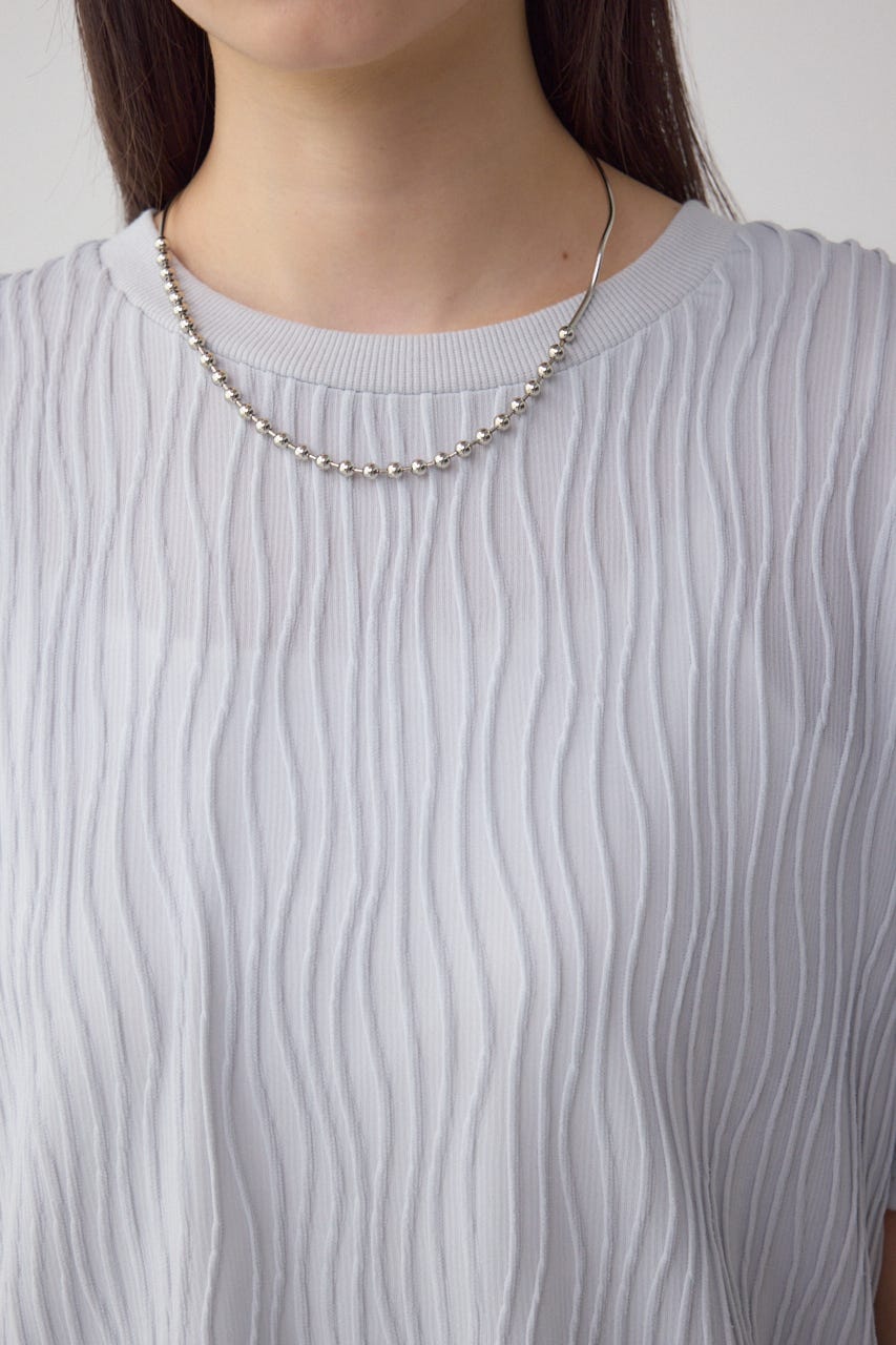 ソリッドテクスチャーカットトップス L/GRY M