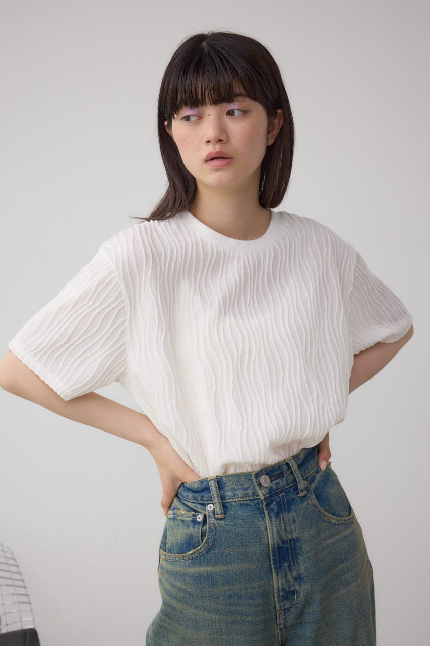 AZUL BY MOUSSY | ソリッドテクスチャーカットトップス (Tシャツ