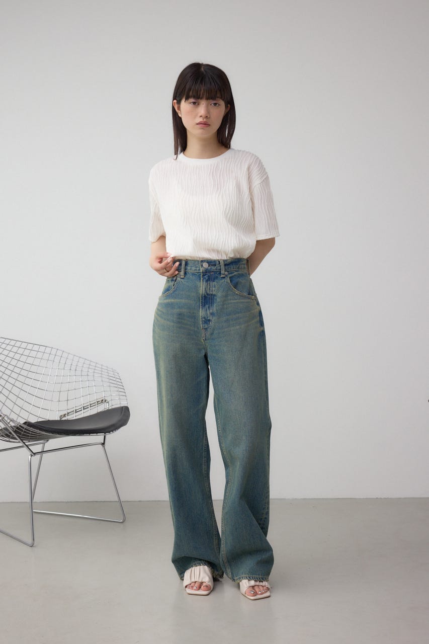 ソリッドテクスチャーカットトップス WHT S