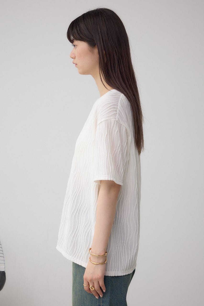 ソリッドテクスチャーカットトップス WHT S