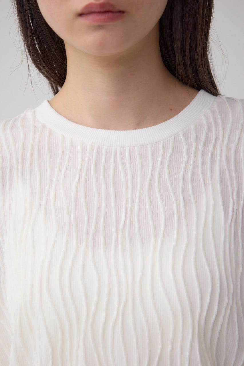 ソリッドテクスチャーカットトップス WHT S