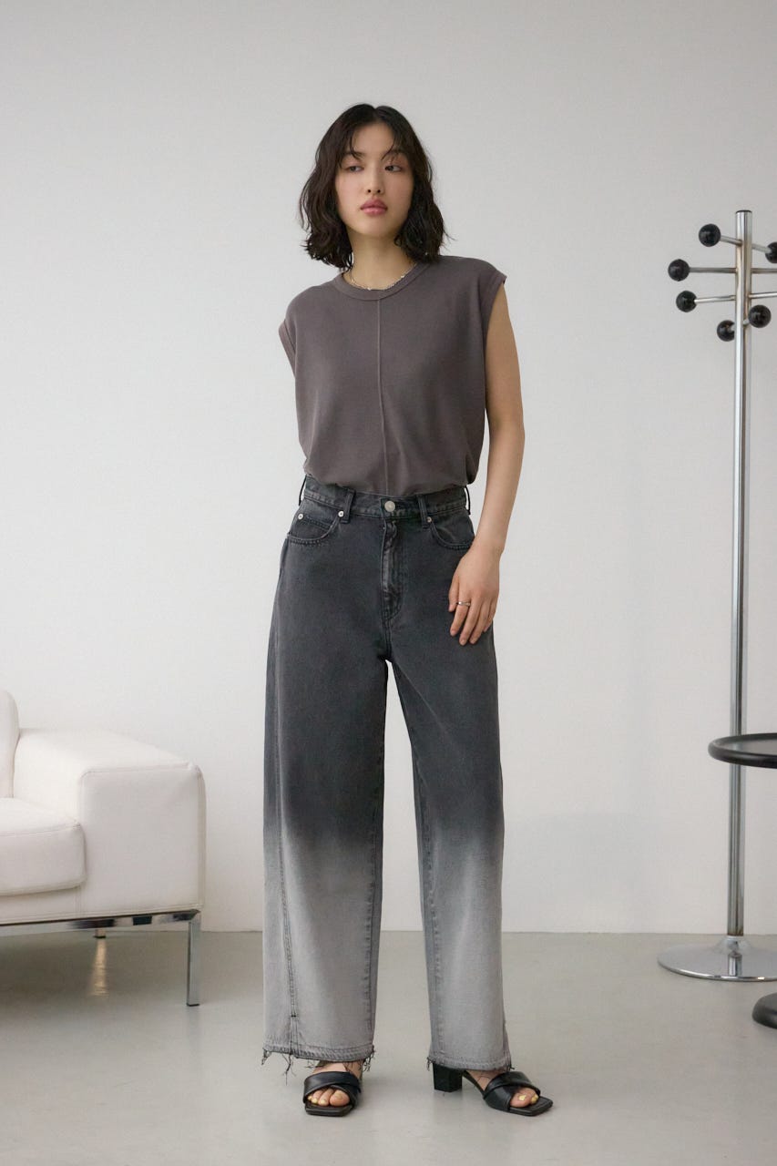 シアーワッフルノースリーブTシャツ C.GRY FREE