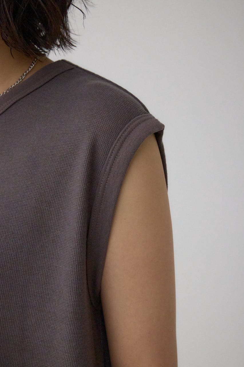 シアーワッフルノースリーブTシャツ C.GRY FREE