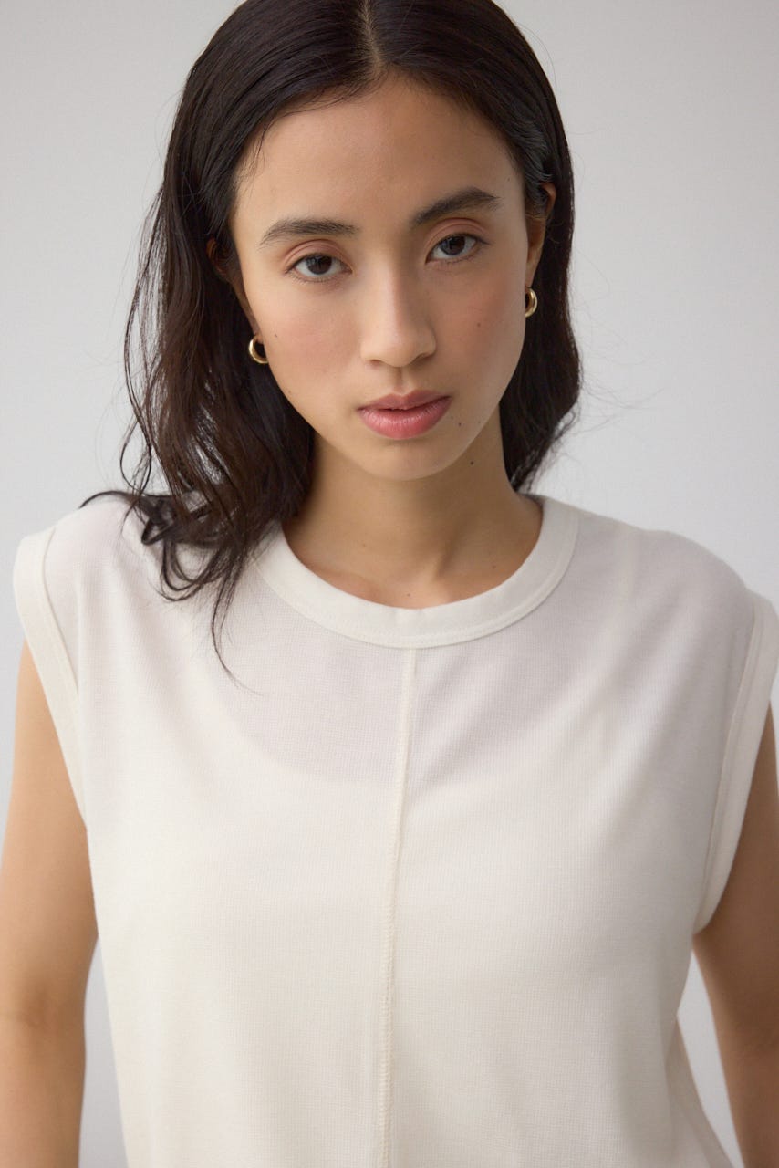 シアーワッフルノースリーブTシャツ IVOY FREE