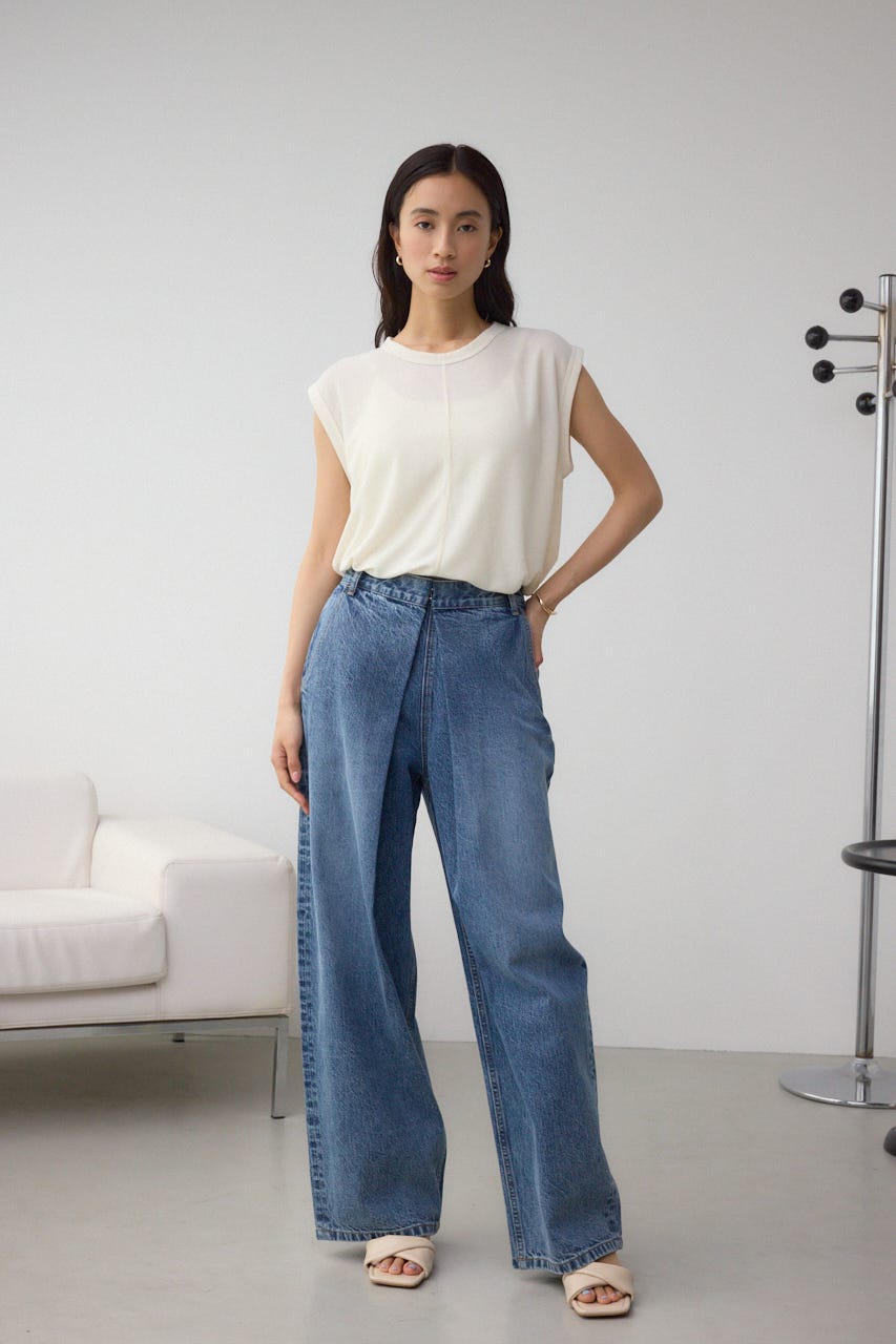 シアーワッフルノースリーブTシャツ IVOY FREE