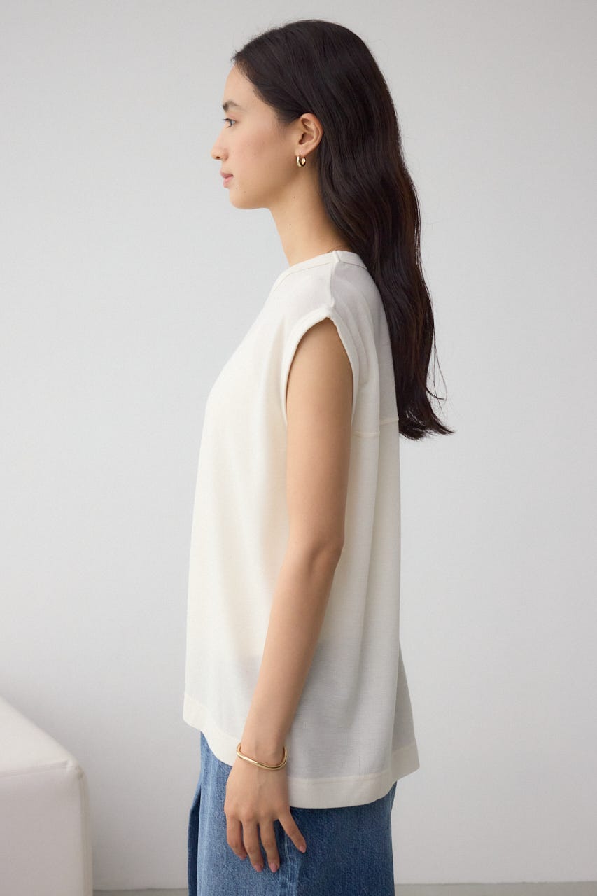 シアーワッフルノースリーブTシャツ IVOY FREE