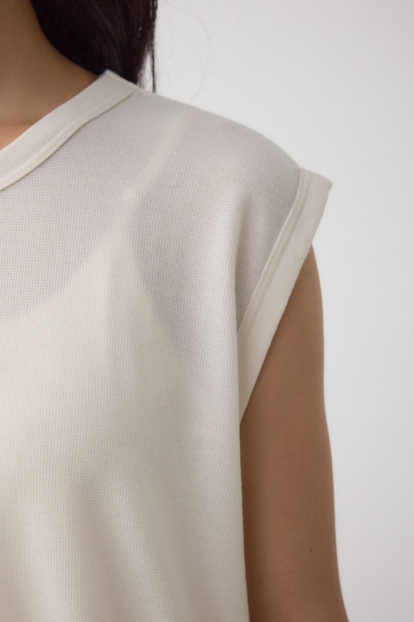 シアーワッフルノースリーブTシャツ IVOY FREE