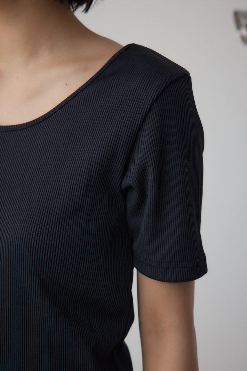 2WAYドライタッチリブトップス BLK M
