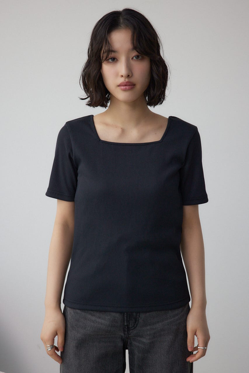 2WAYドライタッチリブトップス BLK M