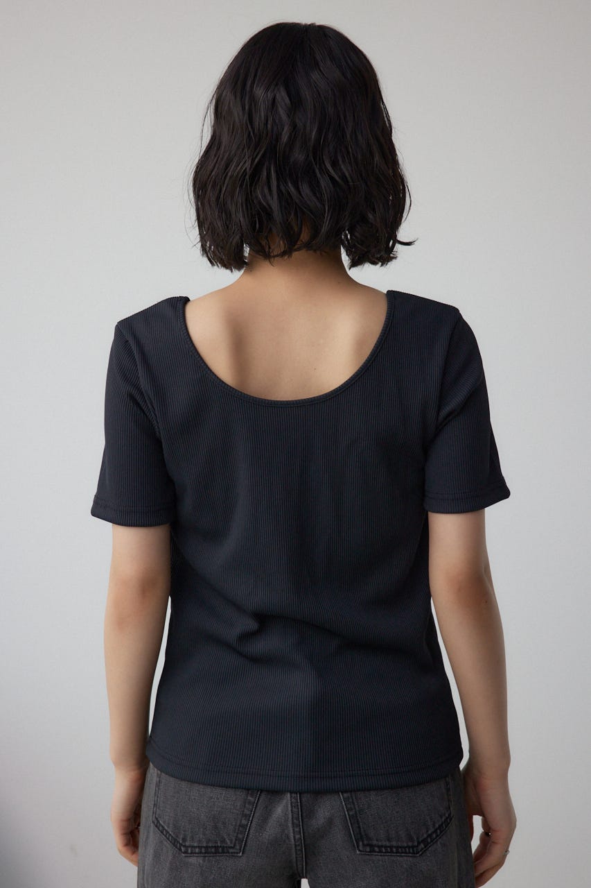 2WAYドライタッチリブトップス BLK M