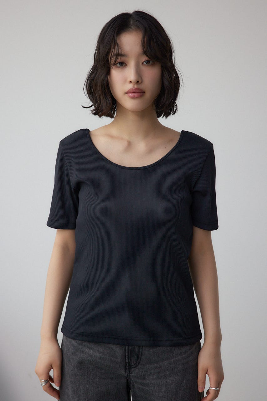 2WAYドライタッチリブトップス BLK M