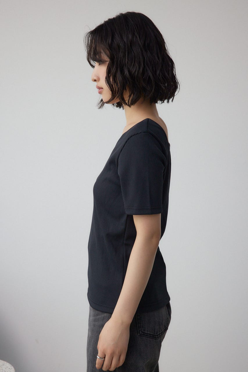 2WAYドライタッチリブトップス BLK M