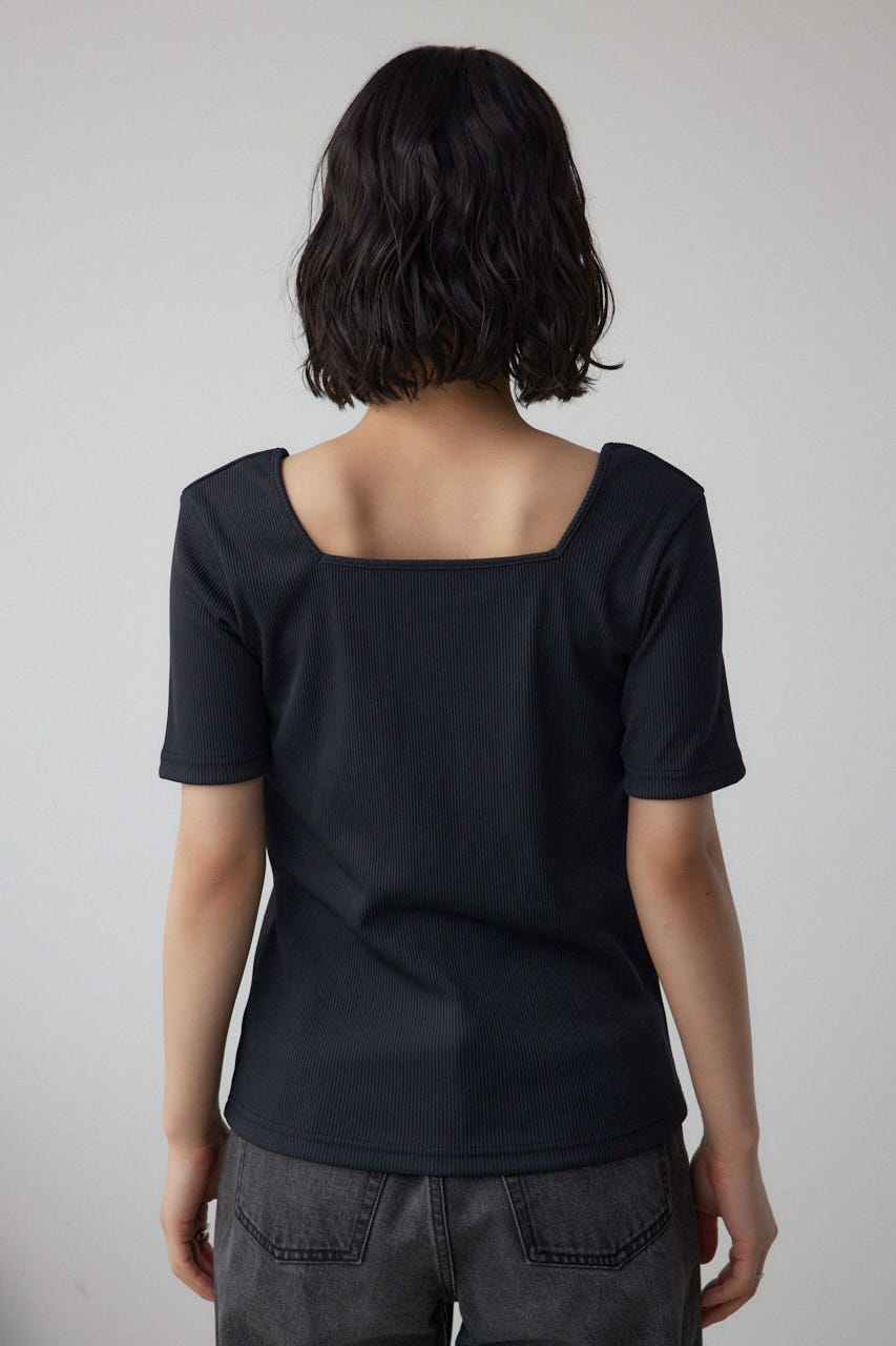 2WAYドライタッチリブトップス BLK M