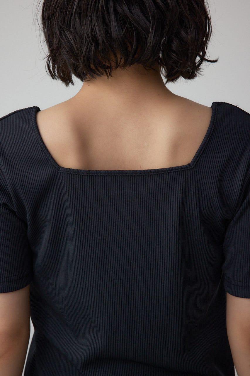2WAYドライタッチリブトップス BLK M