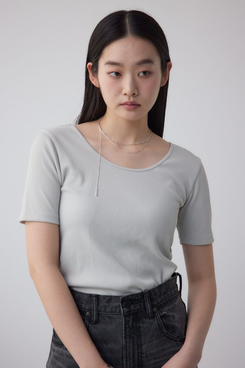 2WAYドライタッチリブトップス L/BEG S