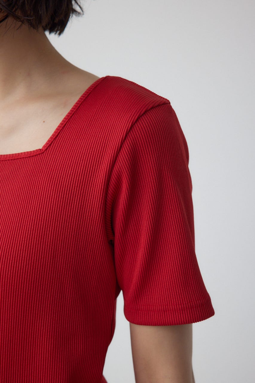 2WAYドライタッチリブトップス RED S