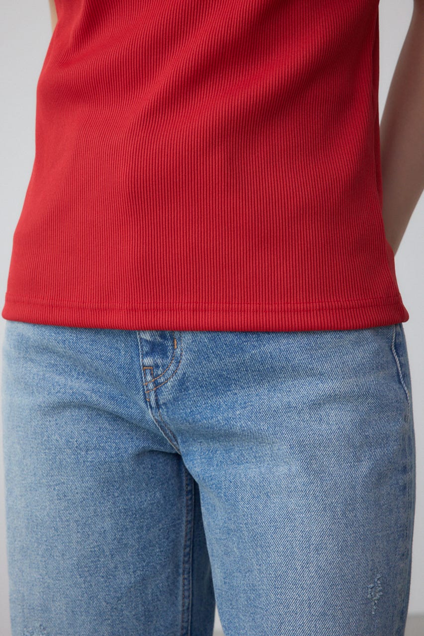2WAYドライタッチリブトップス RED S
