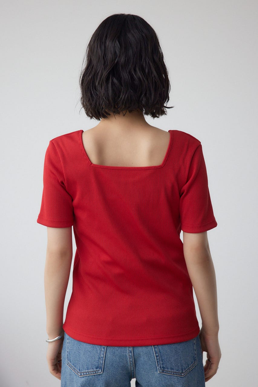 2WAYドライタッチリブトップス RED S