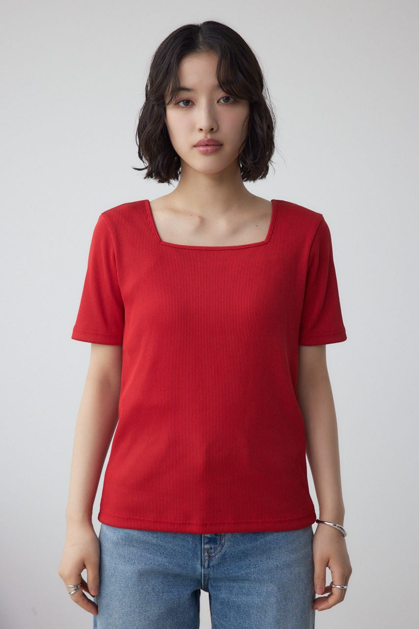 2WAYドライタッチリブトップス RED S