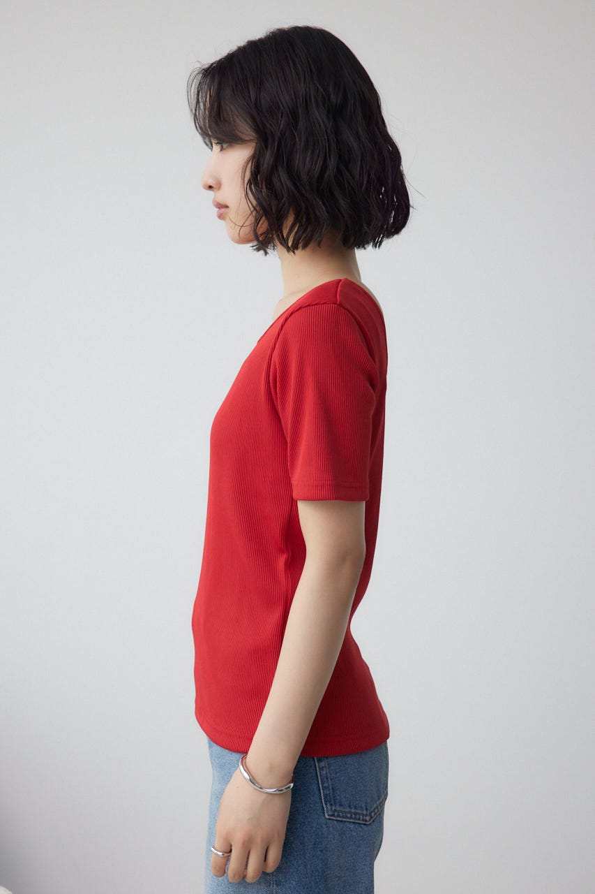 2WAYドライタッチリブトップス RED S
