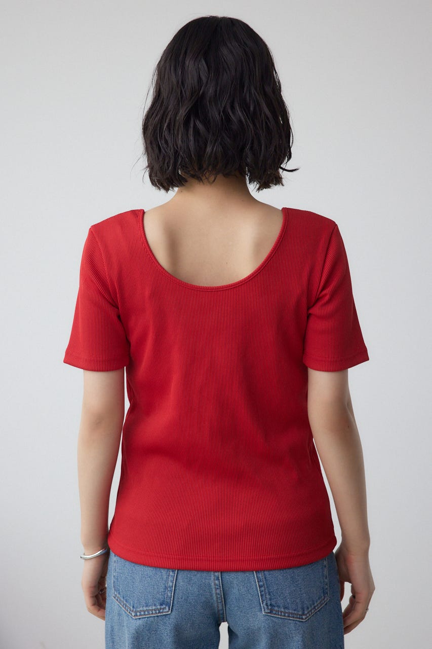 2WAYドライタッチリブトップス RED S