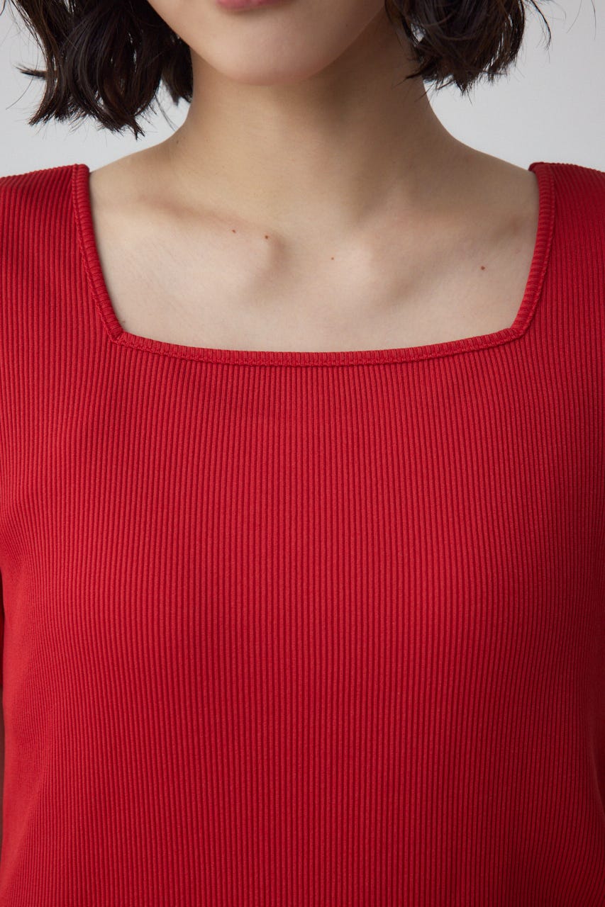 2WAYドライタッチリブトップス RED S