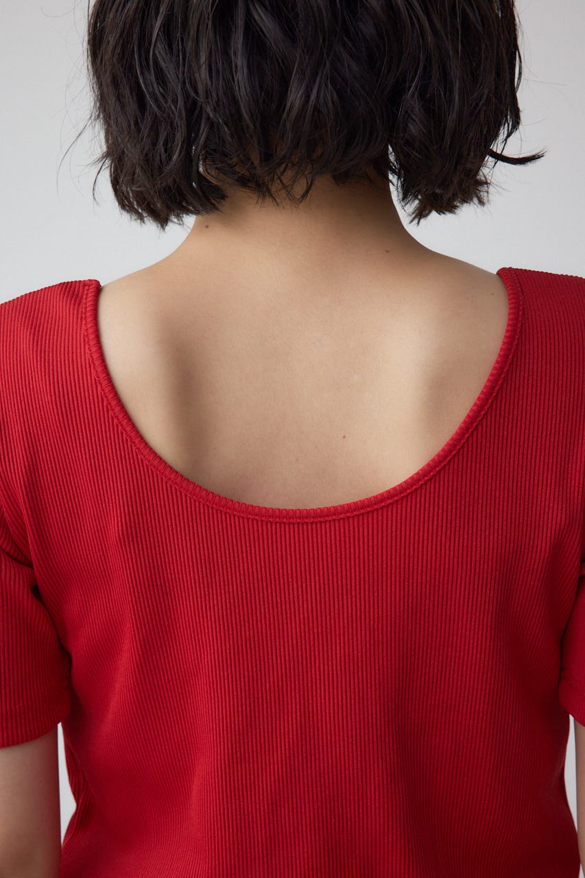 2WAYドライタッチリブトップス RED S