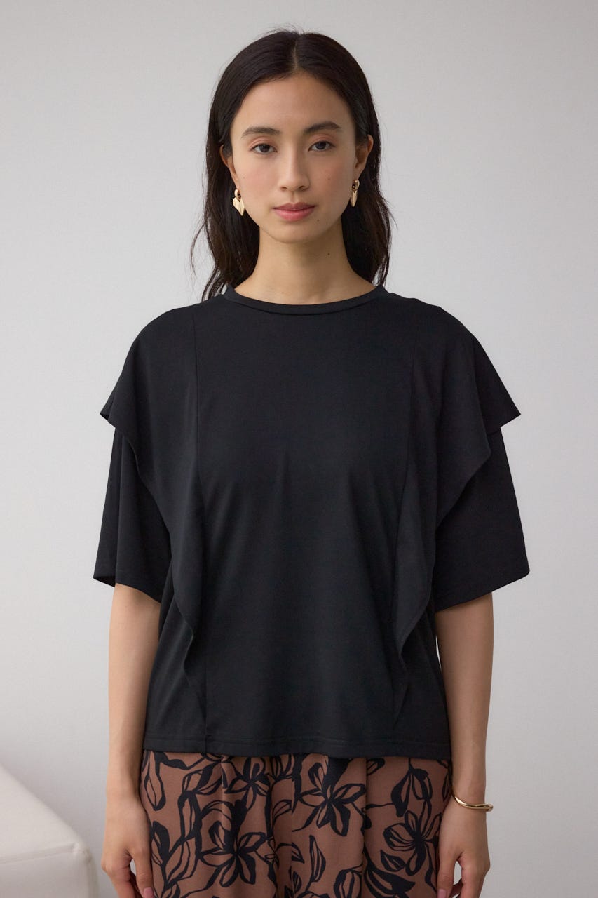 ラッフルカットトップス BLK S