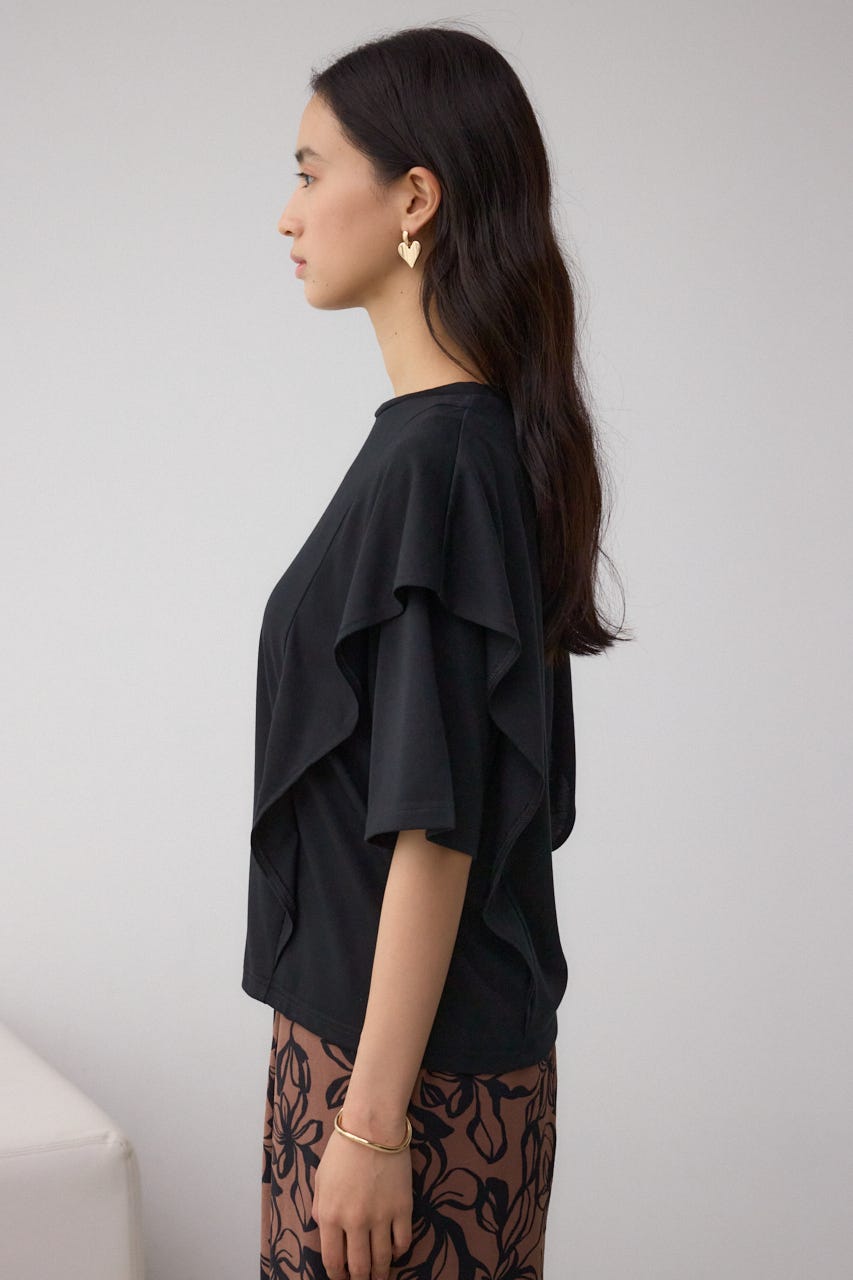 ラッフルカットトップス BLK S