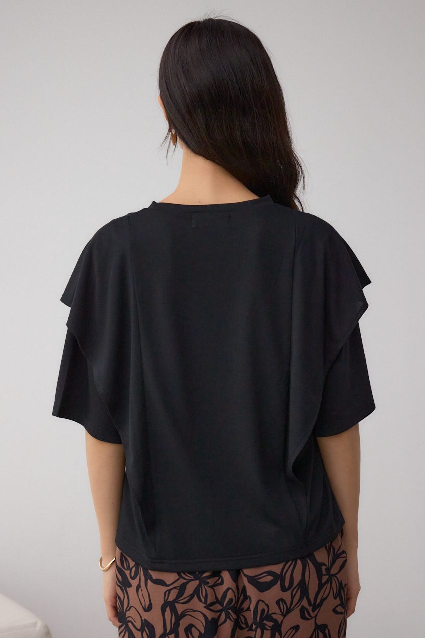 ラッフルカットトップス BLK S