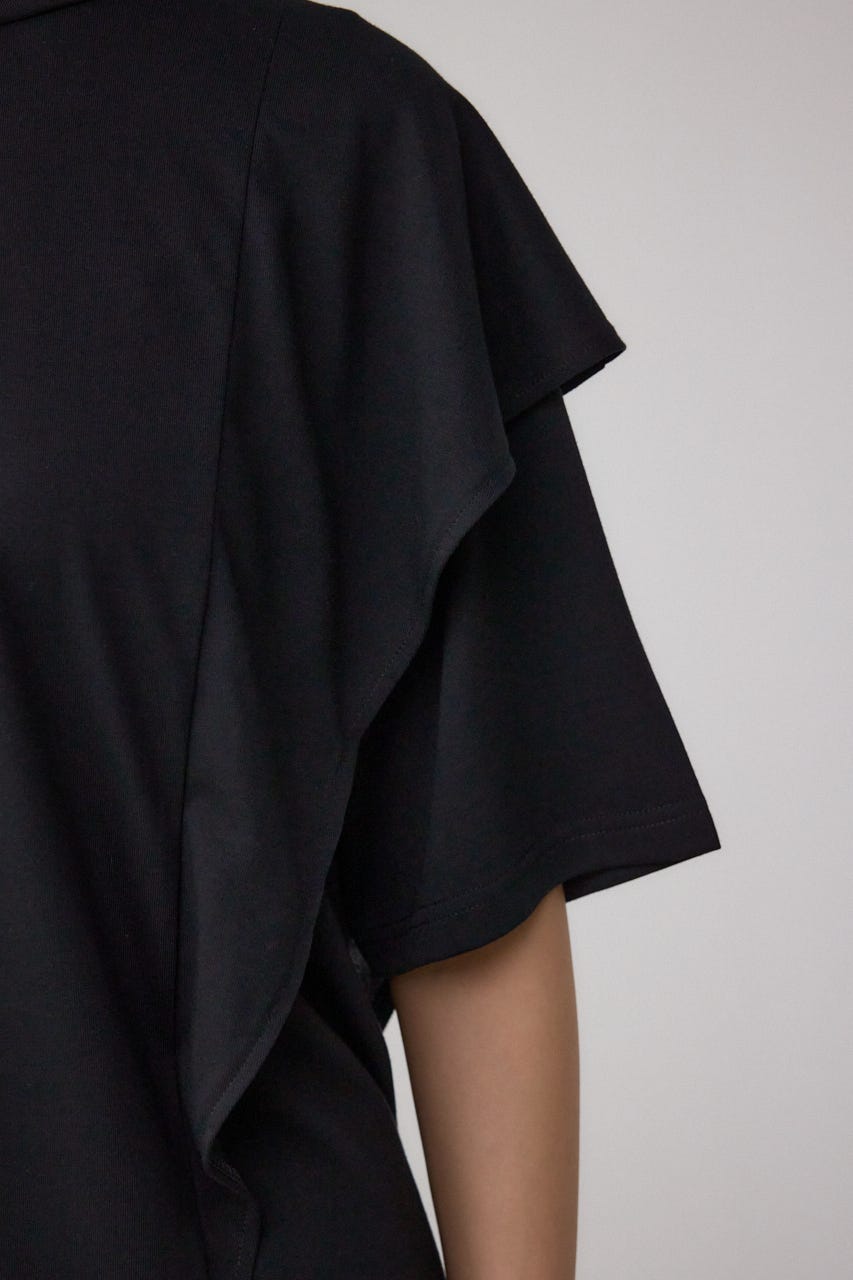 ラッフルカットトップス BLK S