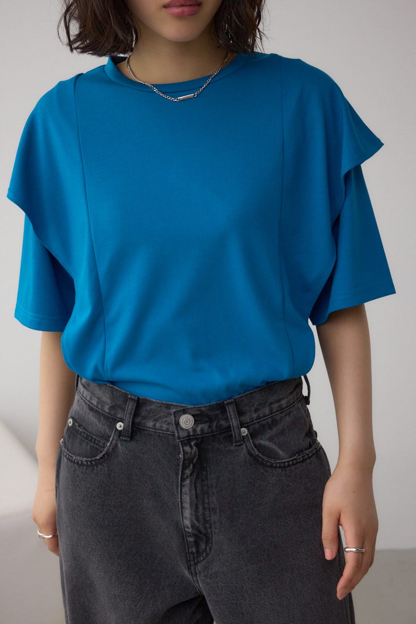 ラッフルカットトップス BLU M