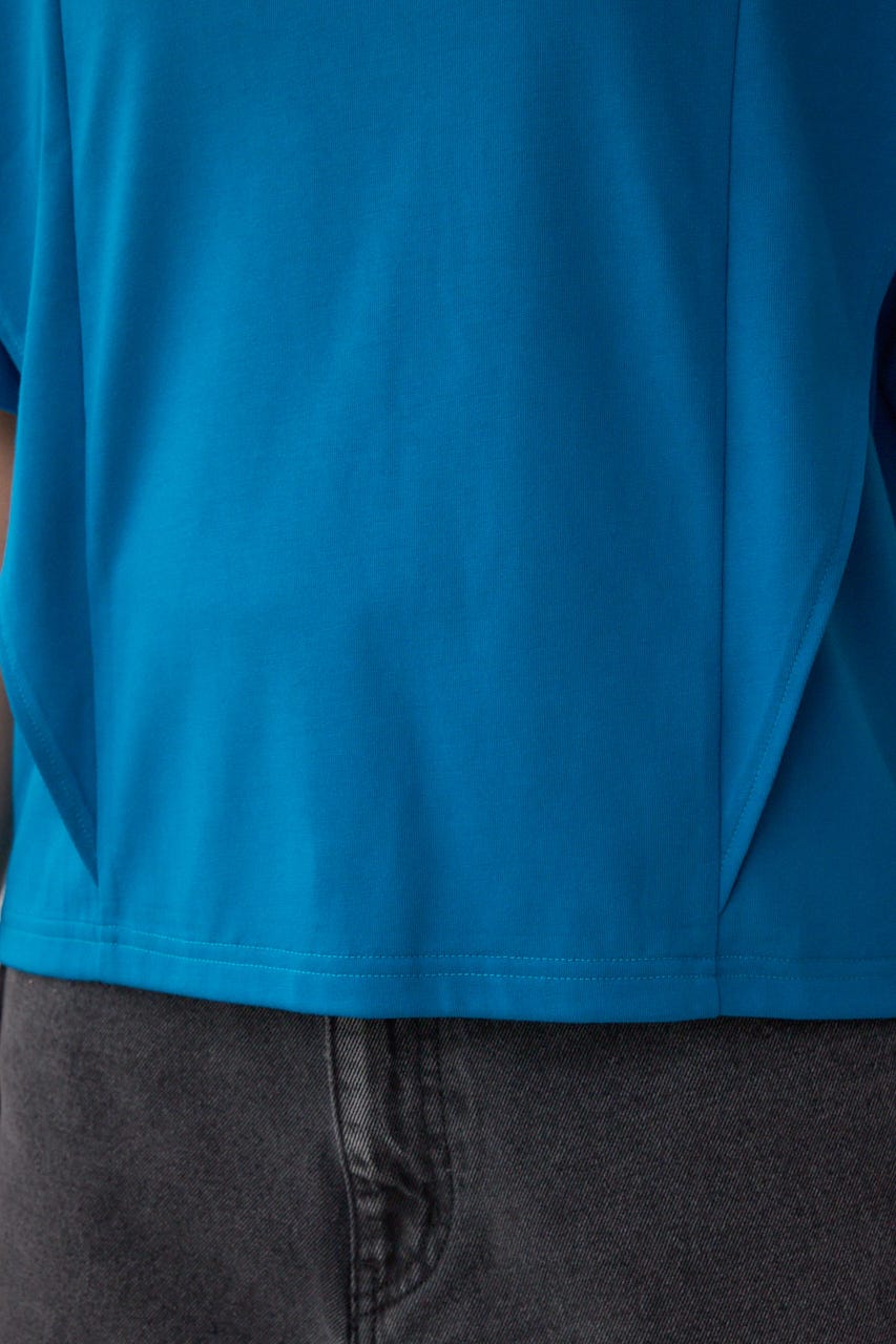 ラッフルカットトップス BLU M