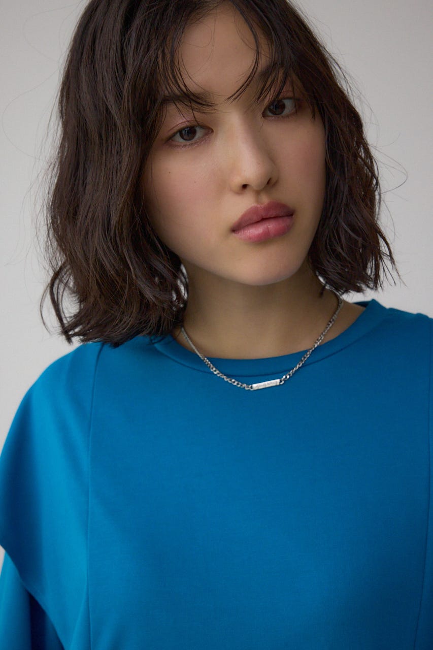 ラッフルカットトップス BLU M