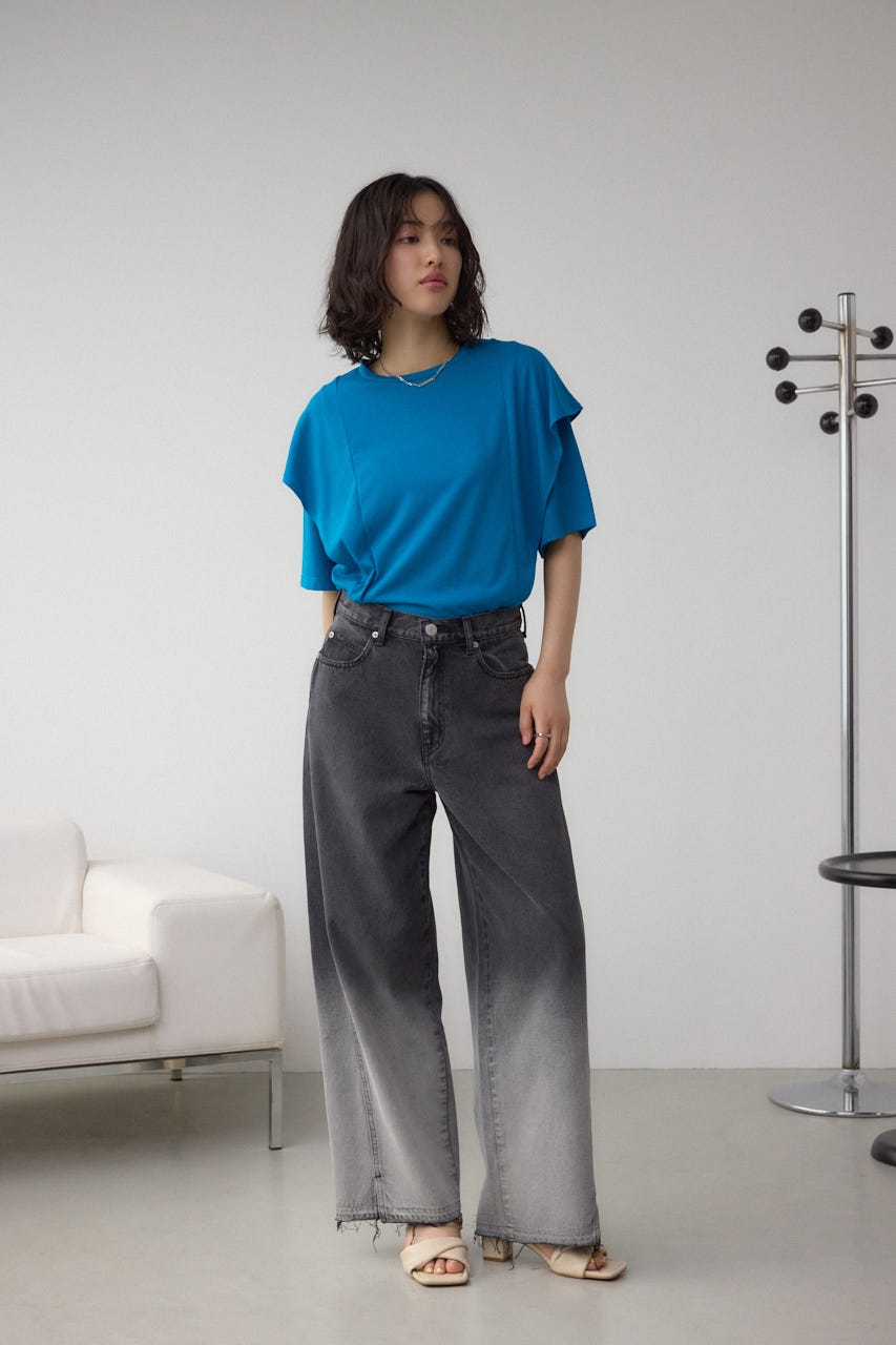 ラッフルカットトップス BLU M