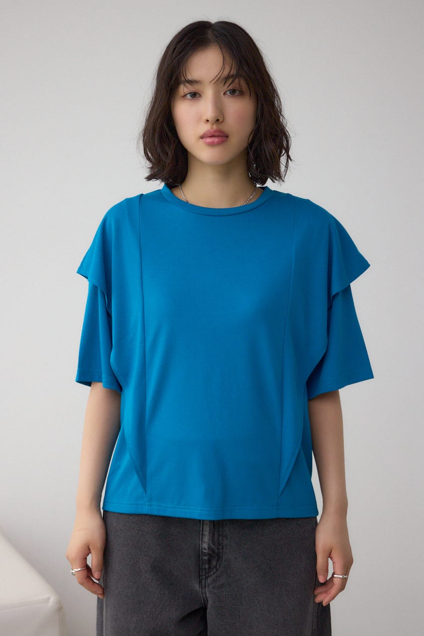 ラッフルカットトップス BLU M