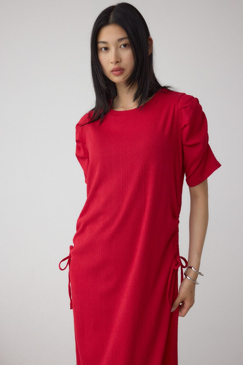 サイドシャーリングワンピース RED FREE