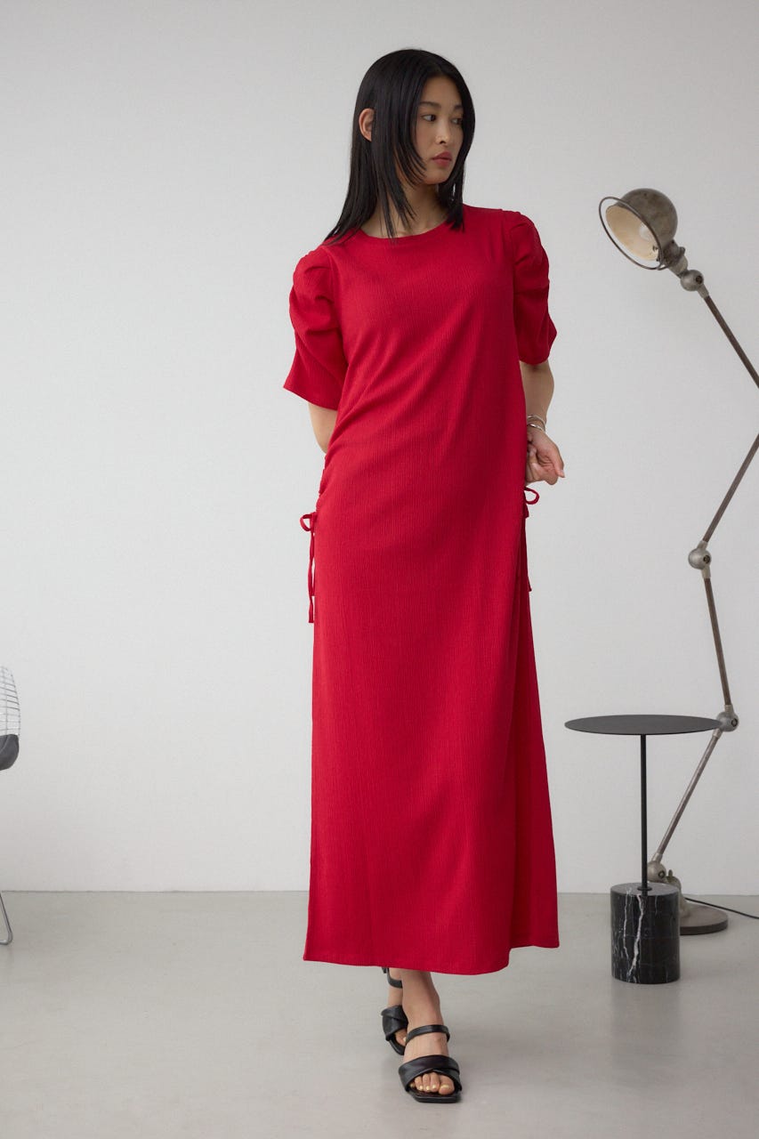 サイドシャーリングワンピース RED FREE