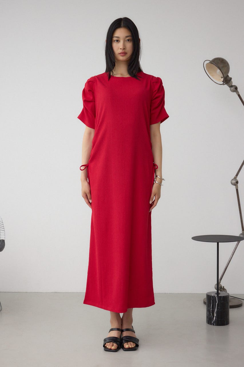 サイドシャーリングワンピース RED FREE